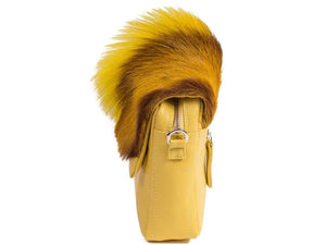 sherene melinda springbok hair-on-hide yellow leather shoulder bag Fan side