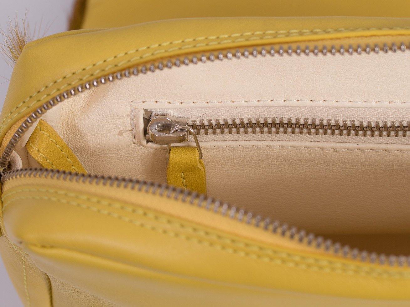 sherene melinda springbok hair-on-hide yellow leather shoulder bag inside