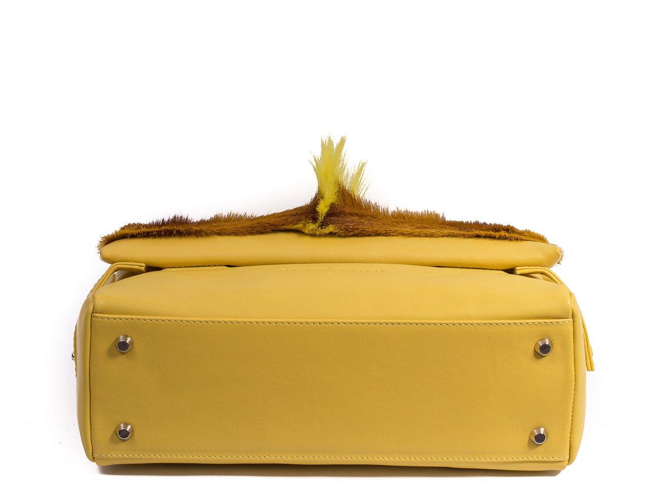 sherene melinda springbok hair-on-hide yellow leather smith tote bag Fan bottom