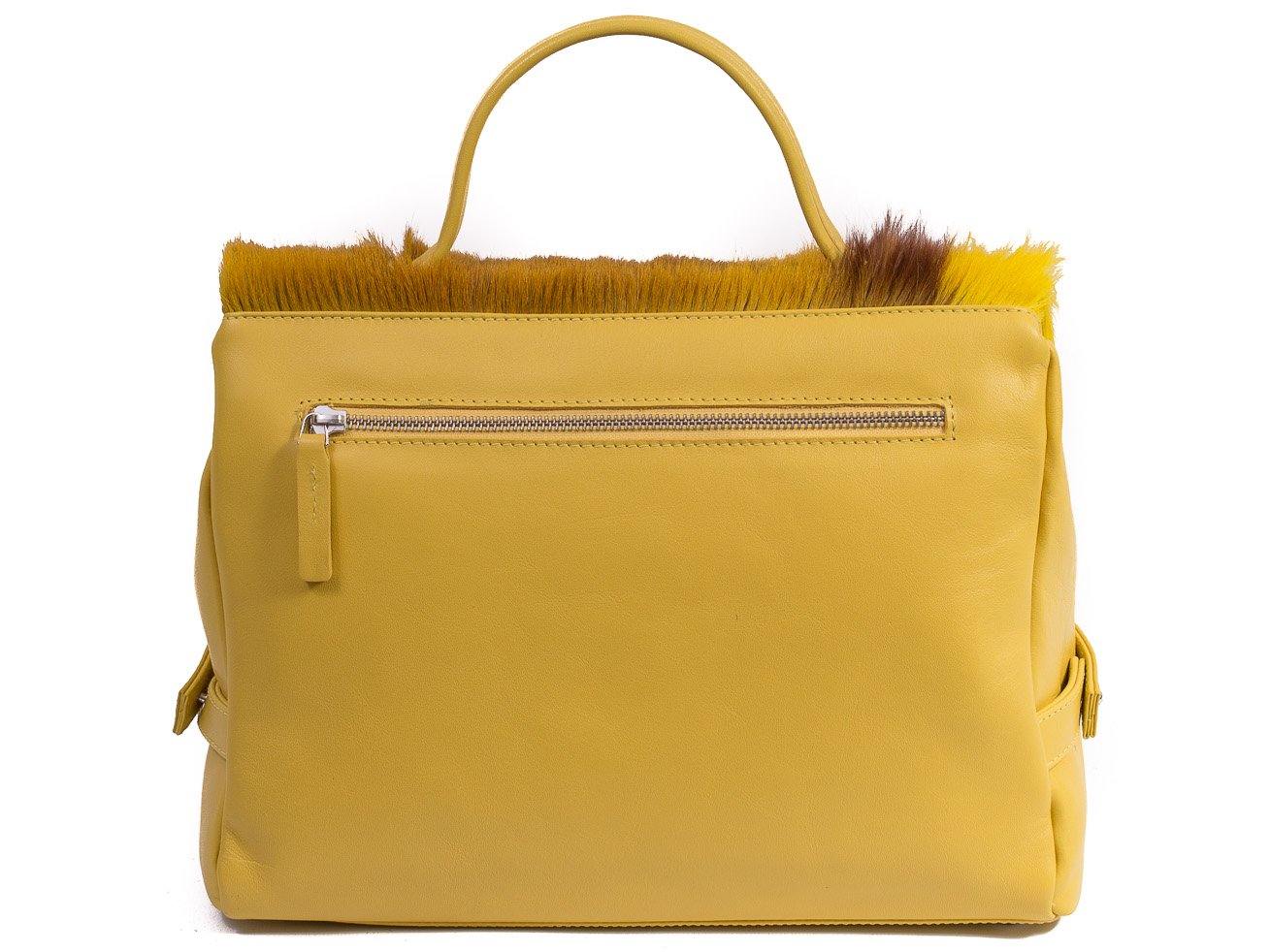 sherene melinda springbok hair-on-hide yellow leather smith tote bag Stripe back