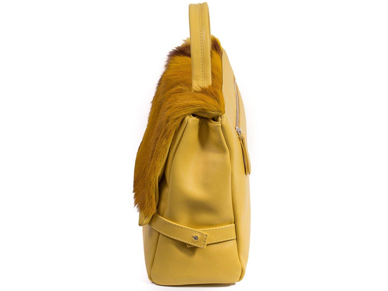 sherene melinda springbok hair-on-hide yellow leather smith tote bag Stripe side