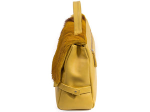sherene melinda springbok hair-on-hide yellow leather smith tote bag Stripe side